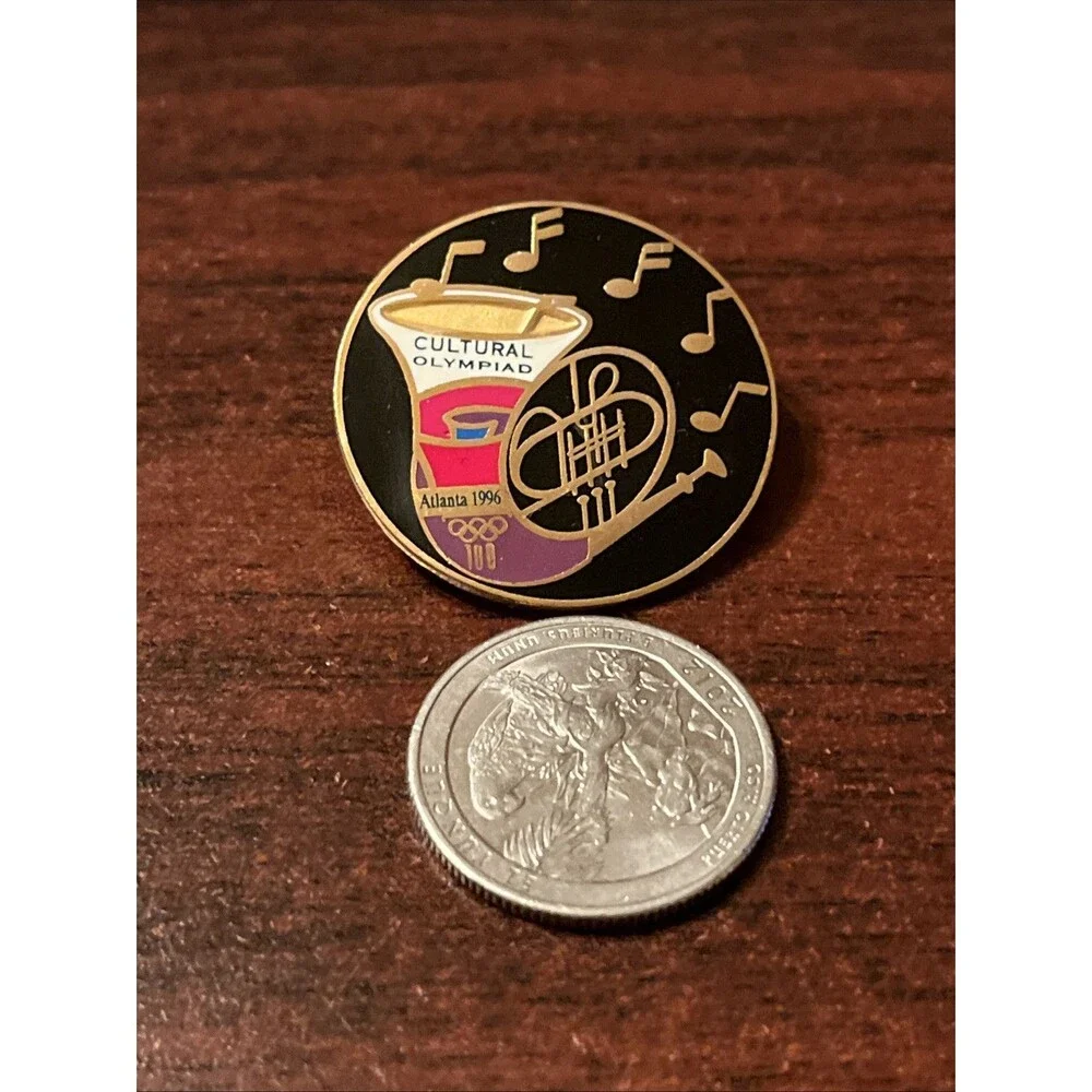 Vintage 1996 Atlanta Olympics Cultural Olympiad French Horn‎ Lapel Hat Pin
